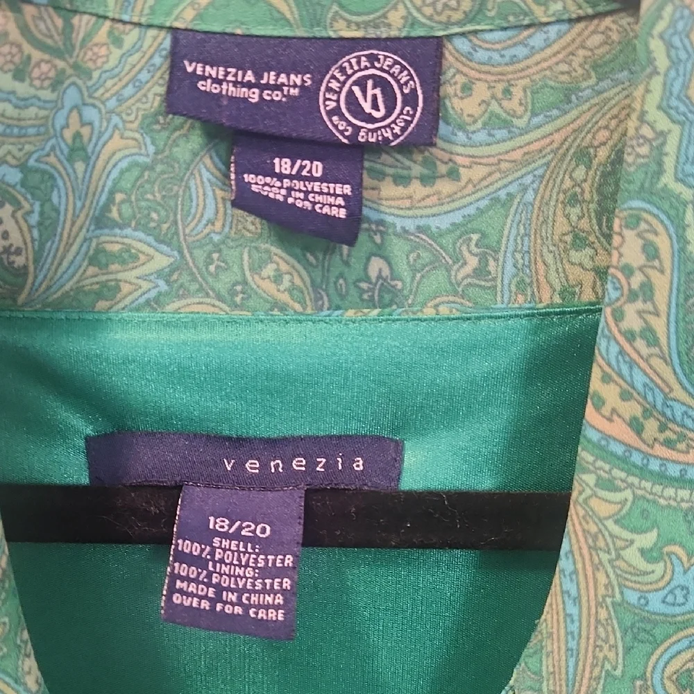 Venezia 2‑Piece Paisley Dress & Shirt Set – Size 18/20, Emerald Boho Y2K‎ - Picture 7 of 15